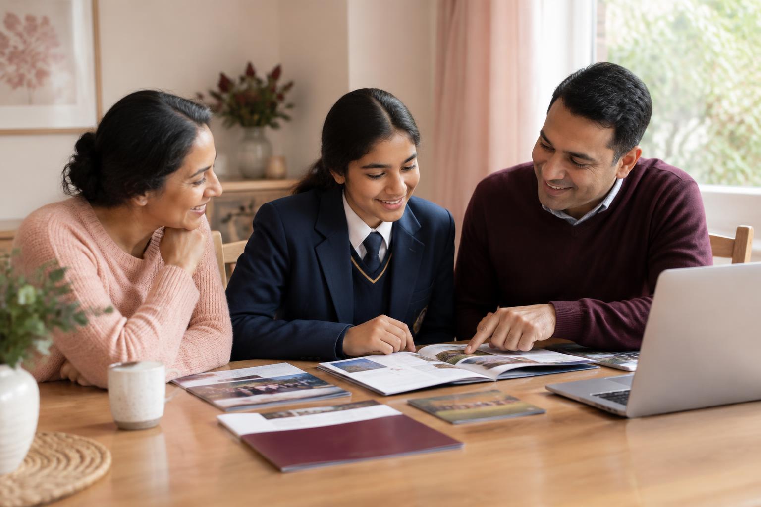 Australian family discussing school and study pathways together