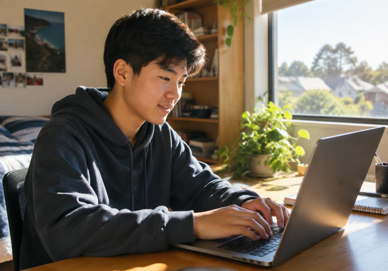 Student completing the TEDD profile on a laptop